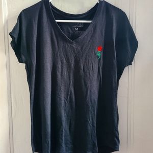 Black tee with rose